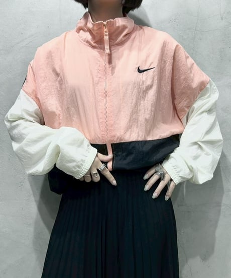 NIKE Back Logo Tricolor Nylon Jacket PI WH BK