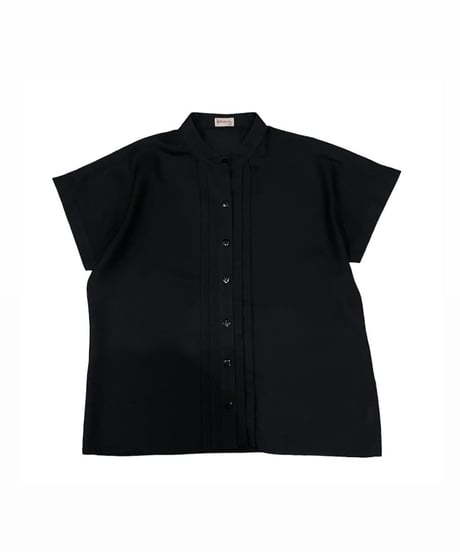 Front Pleated S/S Sheer Shirt BK