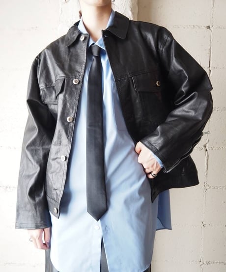 Zip Sleeve Leather Jacket BK