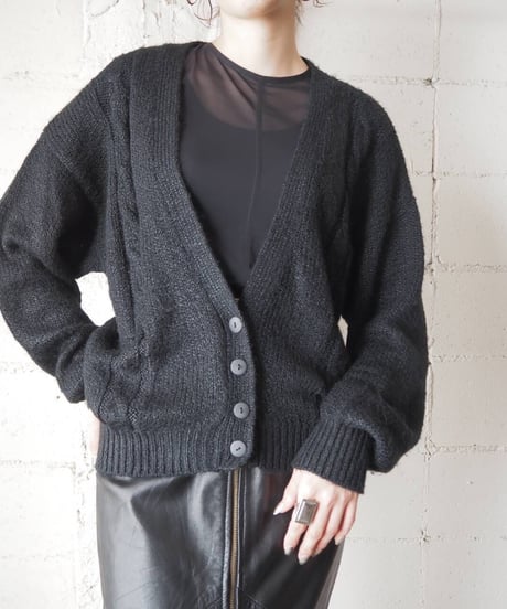 Vneck Knit Cardigan BK