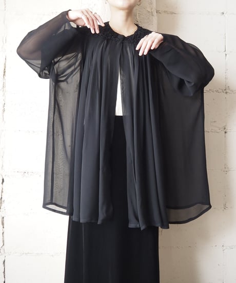 Seethrough  Pleated Blouse BK