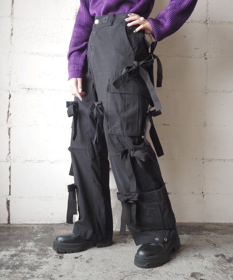 REMAKE Ribbon Cargo Pants BK