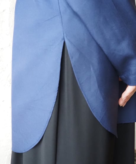 Collarless Silk L/S Shirt NV