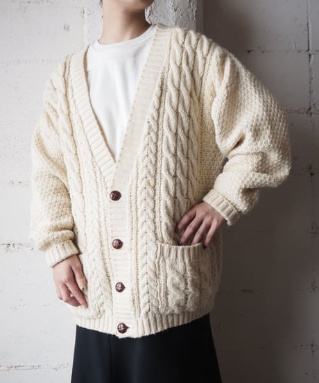 Fisherman Vneck Knit Cardigan IV