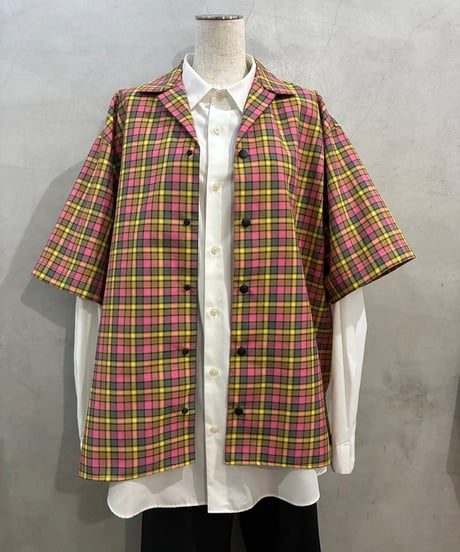 MSGM S/S Back Logo Check Shirt