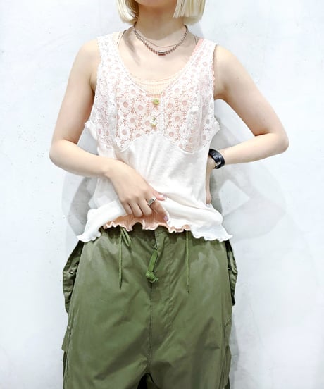 REMAKE Mellow Hem Euro Vintage Flower Lace Camisole WH