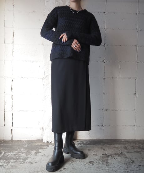 Border Design Mohair Mix Knit NVBK