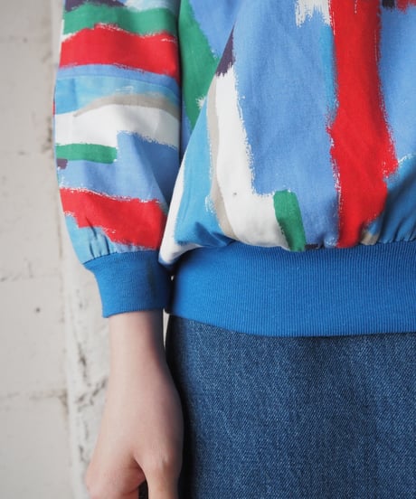 Painted Pattern Pullover Shirt BLRE