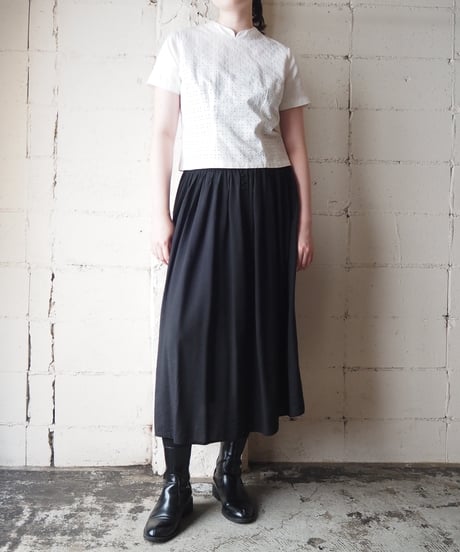 Front Button Tuck Easy Skirt BK