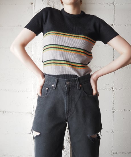 Short Sleeve Multi Collar Knit BKGROR