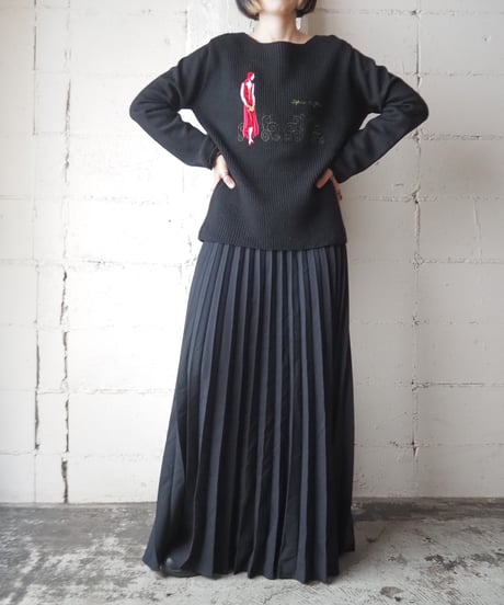 Accordion Pleated Long Skirt BK