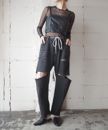 REMAKE Levi's505 Crashed Big Denim BK