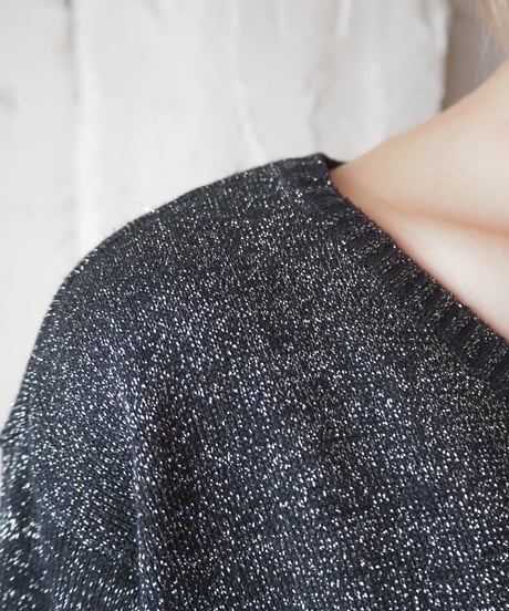 V Neck Lame Knit BKSV