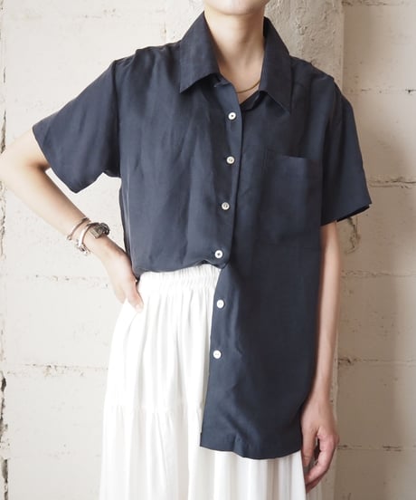Open Collar Silk Shirt BK