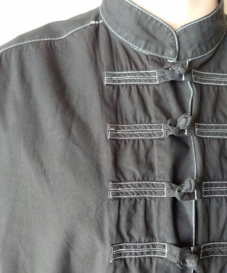 White Stitch China Shirt BK