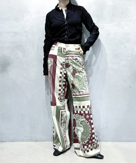 JEAN PAUL GAULTIER JEAN'S Scarf Print Pants IVBUR