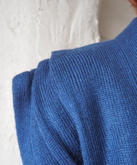Double Button Vneck Knit Vest    BL