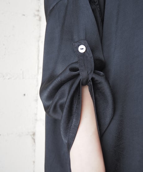 Roll Up Sleeve Satin Shirt BK