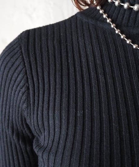 Turtle Neck Short Rib Knit BK