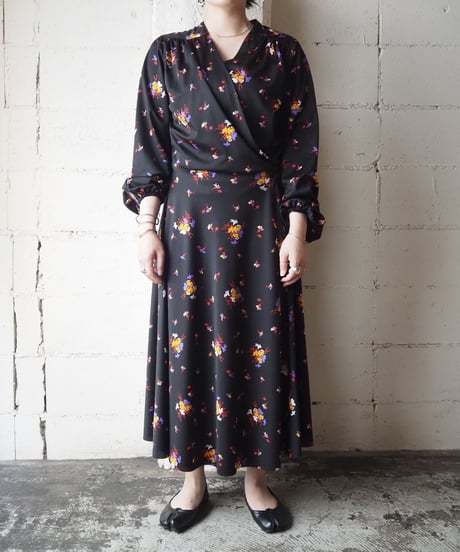 1970's Cachecouer Flower Pattern Dress BK