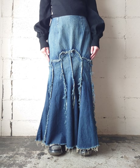 Mermaid Clashed Denim Skirt BL