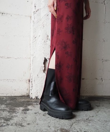 Flower Pattern Side Slit N/S Dress BUR