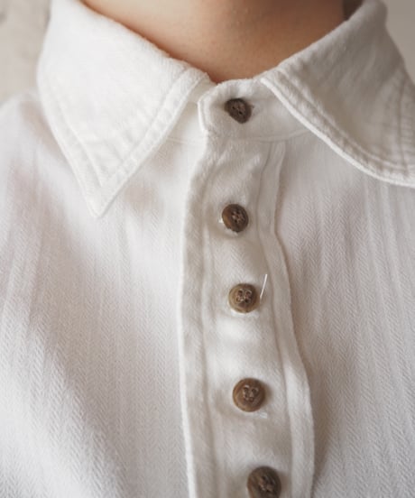 Many Button Herringbone Shirt WH