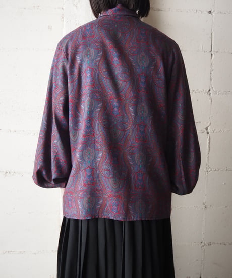 Paisley Pattern Stand Collar Blouse BUR