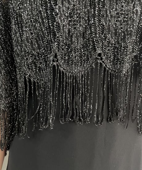 Fringe Design Lame Short Tops BKSL
