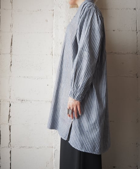 1960's Euro Striped Grandpa Shirt BLWH