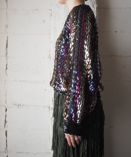 1960-70's Vintage Sequin Pullover Tops BKPIPUR
