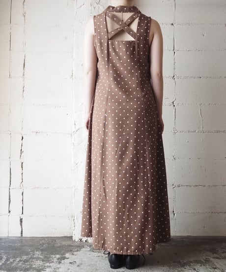 1980's Back Cross N/S Dot Dress BR