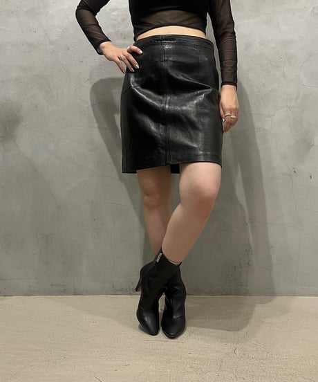Leather Tight Mini Skirt BK