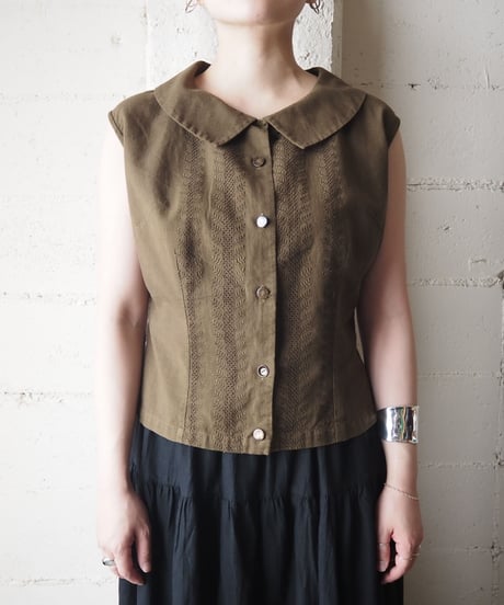1960's EURO Cutwork French Sleeve Blouse KA