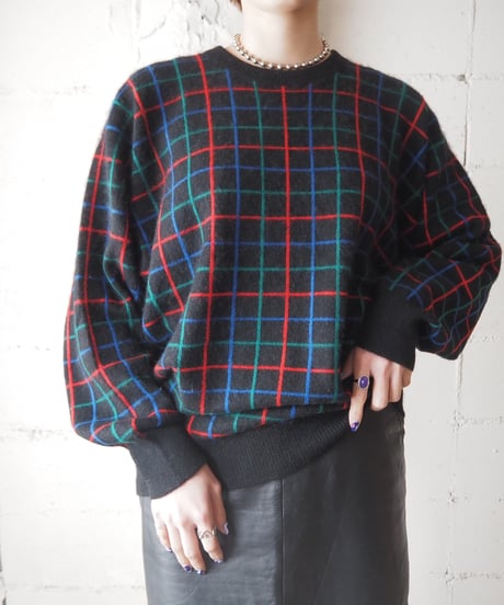 Check Pattern Cashmere Knit BKREGN