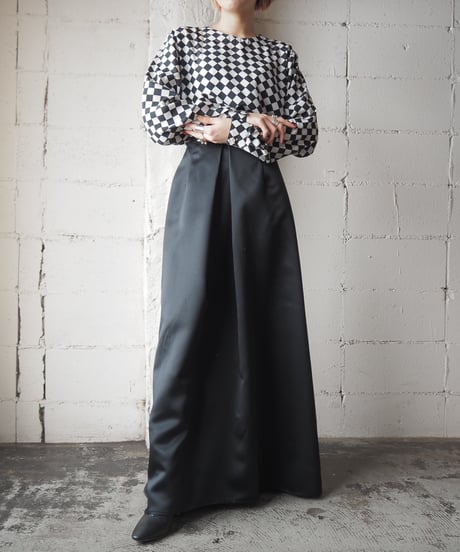 Collarless Block Check Blouse BKWH