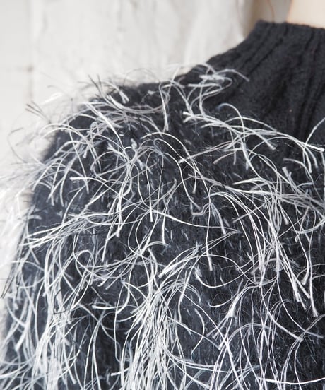 Black × White Shaggy Sweater BKWH