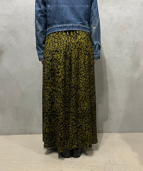 Leopard Pattern Velour Flared Skirt BKGD
