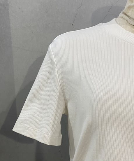 adidas Mock Neck Rib Cropped Tee WH