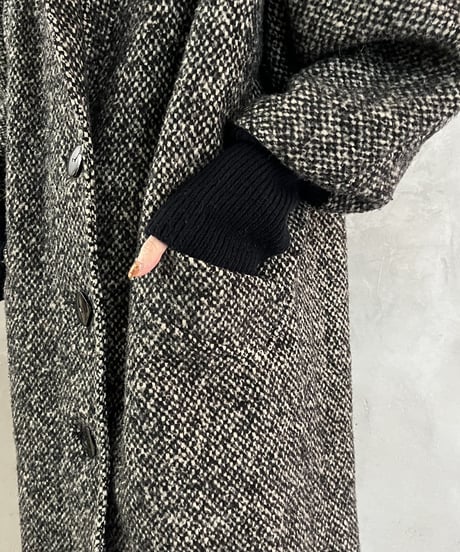 Rib Dolman Sleeve Long Coat BKWH