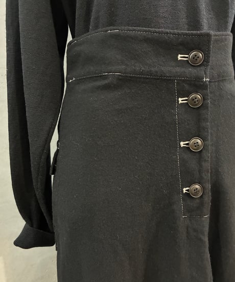 Y's Deformation Wool Skirt BK