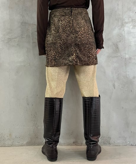 Leopard Pattern Velour Mini Skirt BRBK