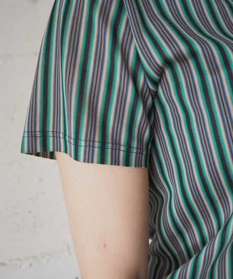 1970's Striped Open Collar S/S Shirt GNBKBL