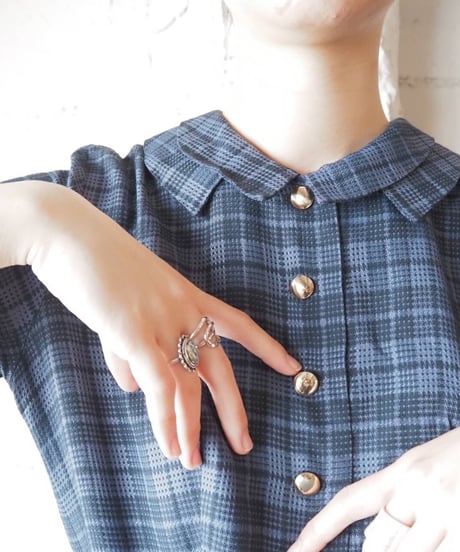 1960's Vintage Design Collar Plaid Dress BLNV