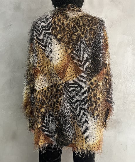 Mix Animal Pattern Shaggy Knit BRBK