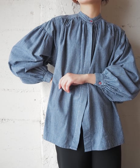 Ralph Lauren Stand Collar Stripe Blouse BLGR
