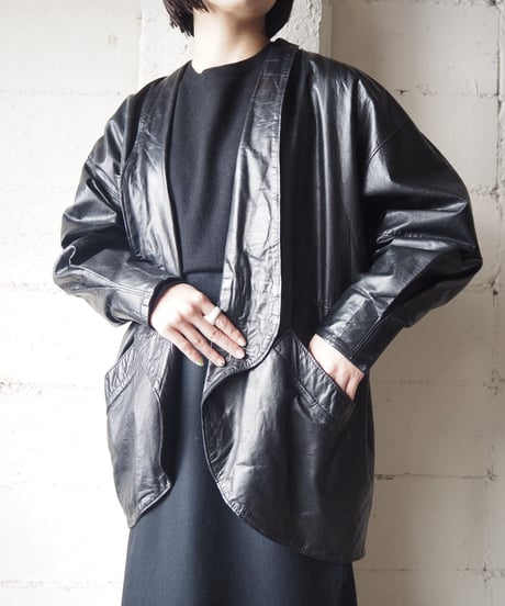Shawl Collar Leather Jacket BK