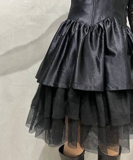 Tulle × Satin Tiered Dress BK