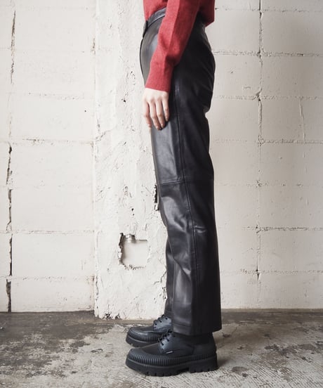 Leather Straight Pants BK