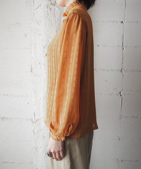 Stripe Stand Collar Blouse YE